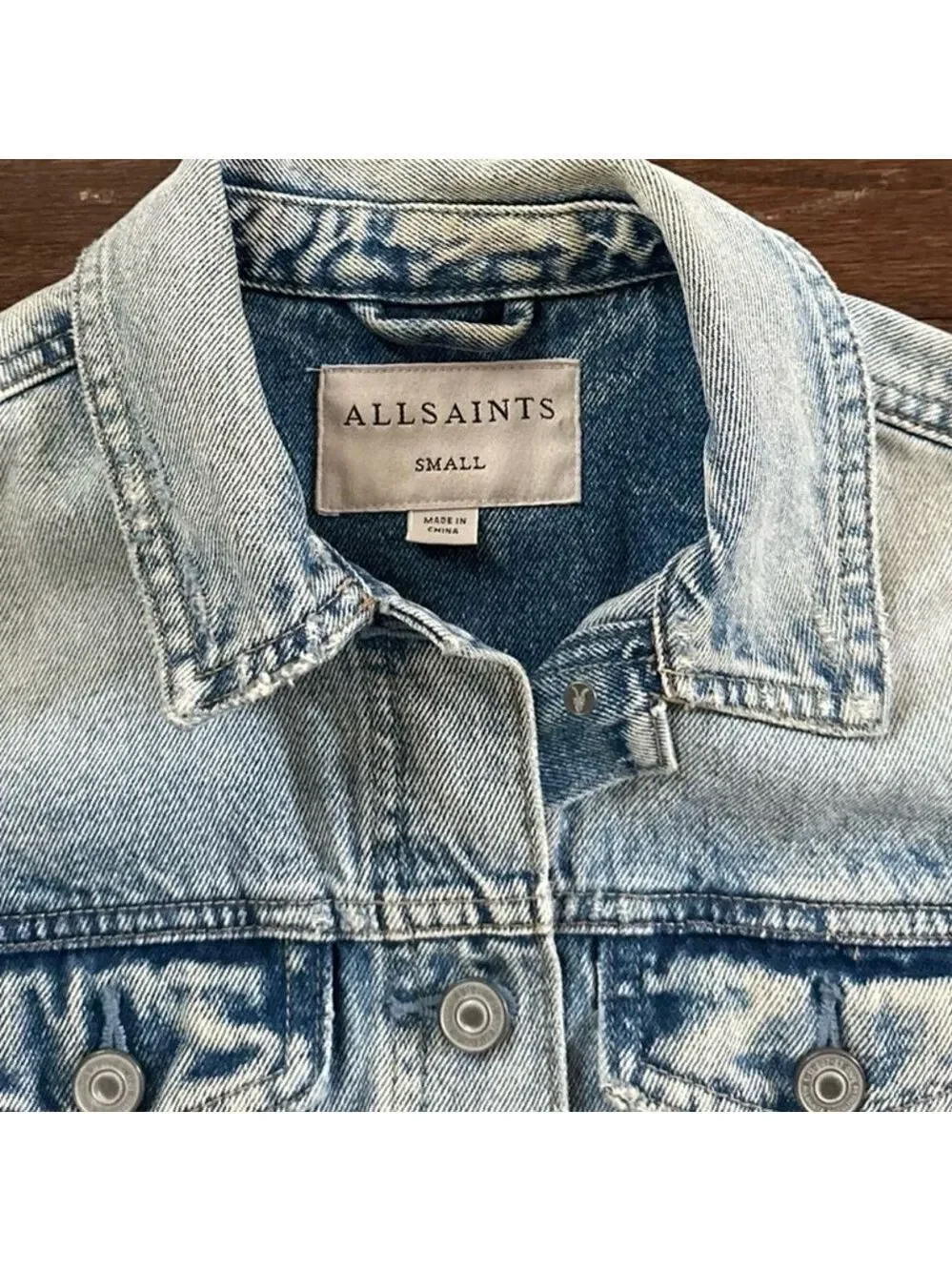 ALLSAINTS Distressed Denim Jacket Blue size-Small EUC - Picture 9 of 15